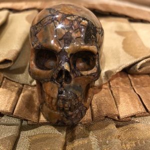 Brazil purple stone carved crystal skull NEW no tags.